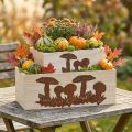 Plant box set, wooden boxes with mushrooms, autumn decoration, stainless steel L40 / 30cm, set of 2 | Floristik24.ie