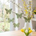 Decorative Hanging Butterfly Green Glitter 8cm 12 pcs | Floristik24.ie