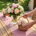 Table runner jute jute ribbon table ribbon pink W15cm L10m | Floristik24.ie