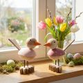 Wooden bird deco figure window decoration spring pink H15cm 2pcs | Floristik24.ie