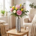 Decorative Vase Metal Hammered Flower Vase Silver Ø9.5cm H32cm | Floristik24.ie
