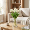 Artificial Tulips White Cream Real Touch 38cm 7 pcs | Floristik24.ie