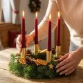 Candle holder for taper candles narrow gold Ø2.2cm H15cm 4pcs | Floristik24.ie