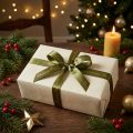 Christmas Ribbon Christmas Time Band Green Gold 15mm 20m | Floristik24.ie