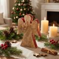 Angel decoration figure wood red, nature 15cm | Floristik24.ie