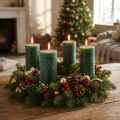 Solid-color pillar candles, dark green, 60×110mm, set of 4, rustic decoration, Advent candles, long burning time | Floristik24.ie