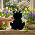 Decorative frog, frog prince, spring decoration, frog with gold crown black 40.5cm | Floristik24.ie