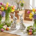 Decorative Easter Bunny Ceramic Decorative Bunny Sitting Silver 18cm 2 Pcs | Floristik24.ie