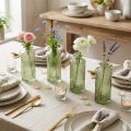 Mini glass vases with grooves, retro flower vase, green, Ø5cm, 4 pieces | Floristik24.ie