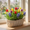 Wicker basket, white washed, planting basket, 38×18×12cm | Floristik24.ie