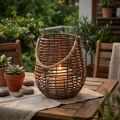 Decorative lantern Basket with handle Tealight holder in basket Ø23cm H27cm | Floristik24.ie