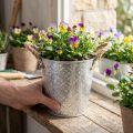 Metal planting pot, flower pot with handles, planter with floral pattern Ø18cm | Floristik24.ie