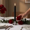 Solid-colored taper candles, black, 22×240mm, 12 pieces | Floristik24.ie