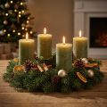 Solid-colored olive green pillar candles 60×80mm, pack of 4, for decoration &amp; Advent | Floristik24.ie