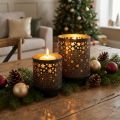 Candle holder metal black/gold stars H13.5cm/19cm set of 2 | Floristik24.ie