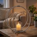 Lantern metal candle holder silver glass Ø33cm | Floristik24.ie