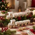 Wooden train deco Christmas train white L20cm H6cm 2pcs | Floristik24.ie