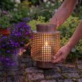 Decorative lantern wind light metal with handle rose Ø18cm H29cm | Floristik24.ie