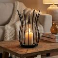 Metal lantern with glass Modern summer decoration Black Ø17cm H27cm | Floristik24.ie