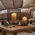 Candleholder Black metal wire basket Ø23cm/16cm Set of 2 | Floristik24.ie