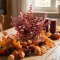Autumn Decoration Eucalyptus Branch Red Artificial Eucalyptus 36cm | Floristik24.ie