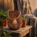 Tealight holder in a basket Lantern with handle Summer decoration Ø24cm H34cm | Floristik24.ie
