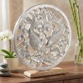 Decorative ring metal wood base silver lotus koi decoration Ø32cm | Floristik24.ie