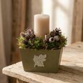 Wooden planter box, shabby chic style, green, 11×14.5×14cm | Floristik24.ie
