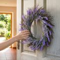 Artificial lavender wreath for spring, door decoration, decorative wreath for entrance area, 60cm | Floristik24.ie