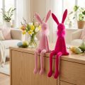 Easter bunny decoration, shelf sitter with feather boa for sideboard or shelf, 36cm, 2 pieces | Floristik24.ie