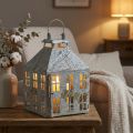 Vintage decorative lantern metal light house white rust H35cm | Floristik24.ie