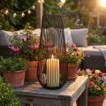 Candle holder black decorative lantern with handle Ø22cm H52cm | Floristik24.ie