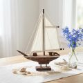 Sailing boat decoration ship pine wood brown 32×5×41cm | Floristik24.ie