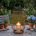 Garden lantern, metal, rusted finish, handle, vintage, Ø19.5cm | Floristik24.ie
