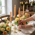 Taper Candles Solid Colored Peach Candles Orange 34×300mm 4 Pcs | Floristik24.ie