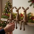 Elk flocked edge sitter brown 31cm 3 pieces | Floristik24.ie