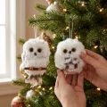 Owl decorations, owl figurines for hanging, white and grey, 6cm, 2 pieces | Floristik24.ie