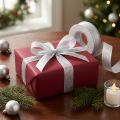 Decorative ribbon with lurex stripes silver 25mm 20m | Floristik24.ie