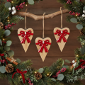 Wooden heart with bow, hanging heart, 14cm, 3 pieces | Floristik24.ie