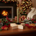 Rustic wooden star candle holder for taper candles, 16cm | Floristik24.ie