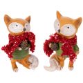 Floristik24 Decorative fox with scarf and pine cone, 10cm, 2 pieces