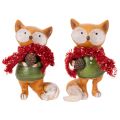 Decorative fox with scarf and pine cone, 10cm, 2 pieces | Floristik24.ie