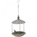 Floristik24 Decorative bird feeder, hanging bird bath, metal hanging basket brown, washed white Ø25cm H36cm