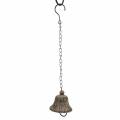 Floristik24 Metal bell for hanging with hooks, antique look, stainless steel grate Ø8.5cm H11cm