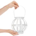 Garden lantern metal with glass Lantern for hanging White Ø18.5cm | Floristik24.ie