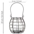 Garden lantern black metal with lantern Ø14cm H12.5cm | Floristik24.ie