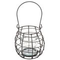 Garden lantern black metal with lantern Ø14cm H12.5cm | Floristik24.ie