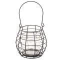 Garden lantern with handle black glass Ø17cm H15cm | Floristik24.ie