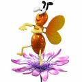 Floristik24 Flower pin bee on flower with metal springs orange, violet H74cm