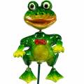 Floristik24 Plant stake decorative frog with bow tie and metal feathers green, yellow, red H68.5cm